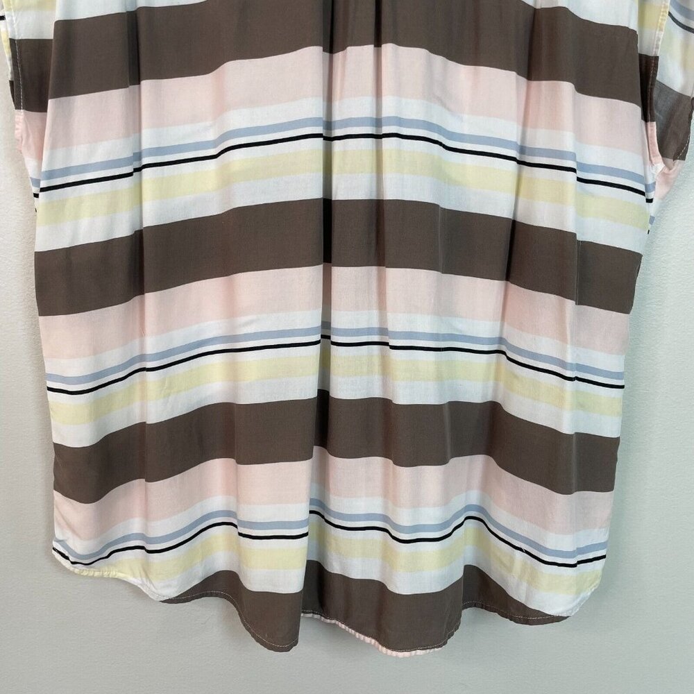 Torrid Top 3X Striped Challis Blouse Button-Up Short‎ Sleeve Women's - Picture 8 of 13
